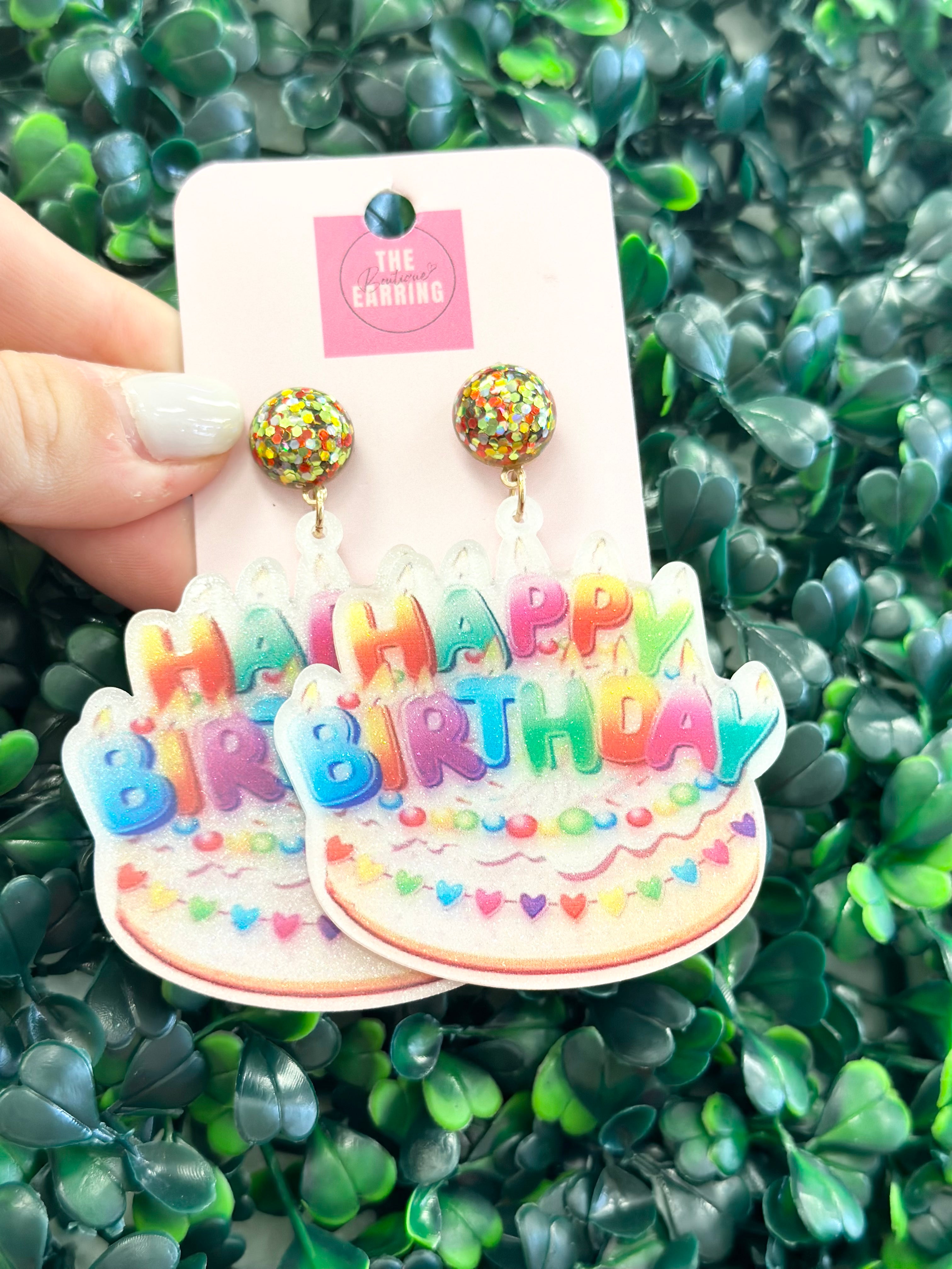 Birthday Cake Glitter Resin Earrings